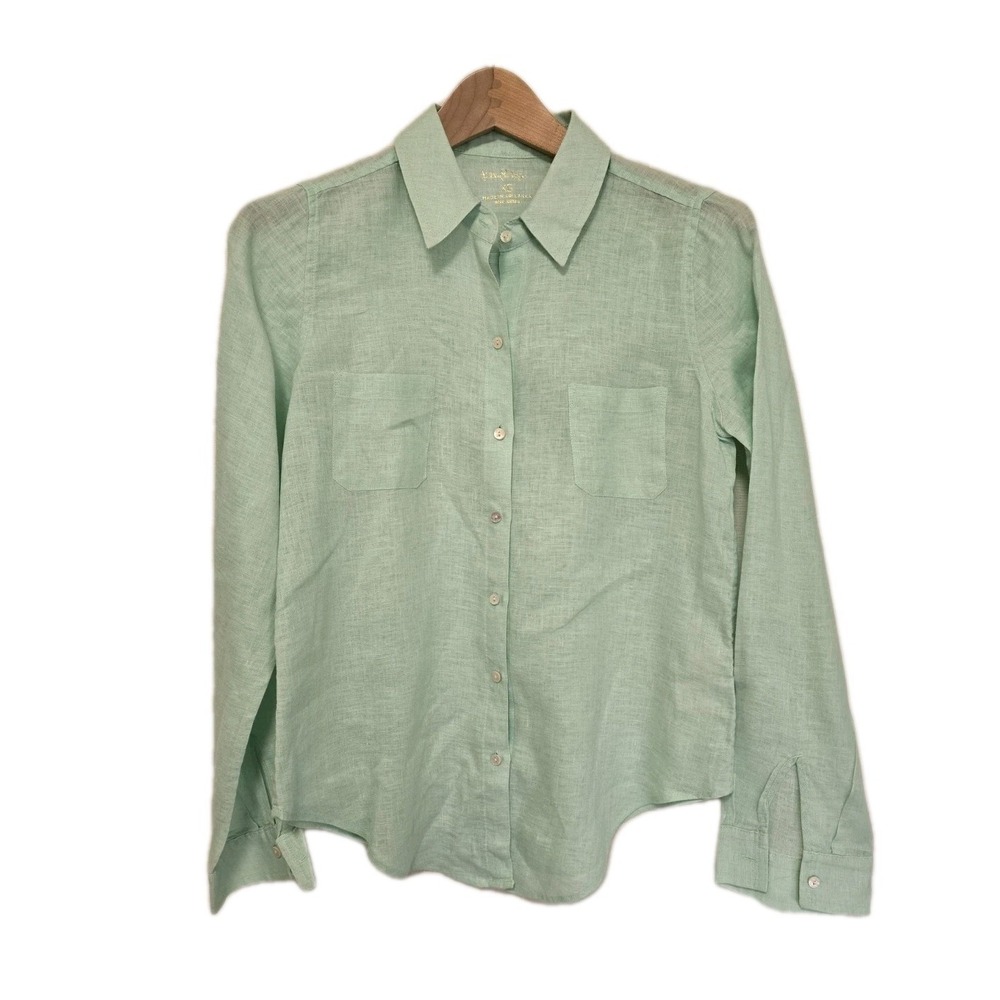 Lily Pulitzer Sea View 100% Linen Button Down Solid Light Green Size XS